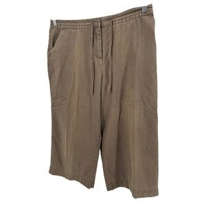 J Jill Women's‎ Size 14 Brown Cotton Blend Drawstring Waist Capri Pants